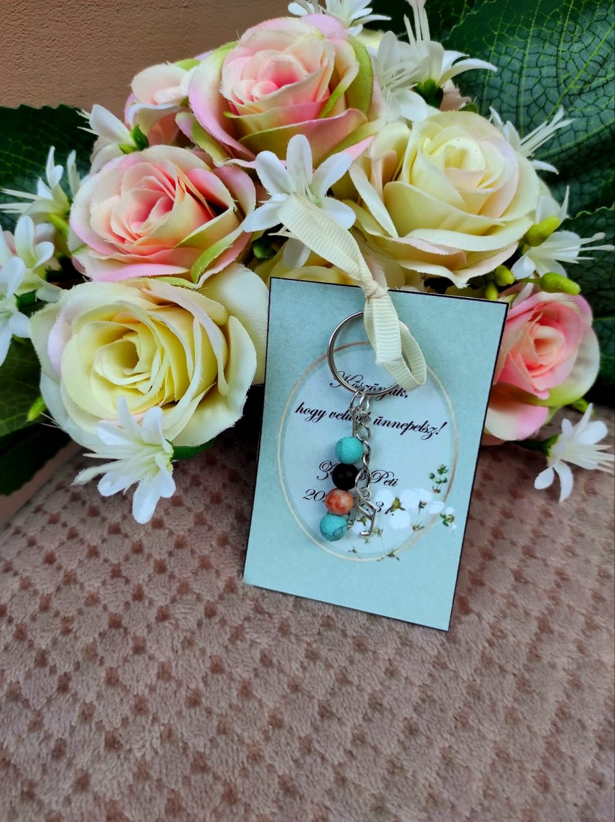 Esküvői köszönő kulcstartó hangjegy